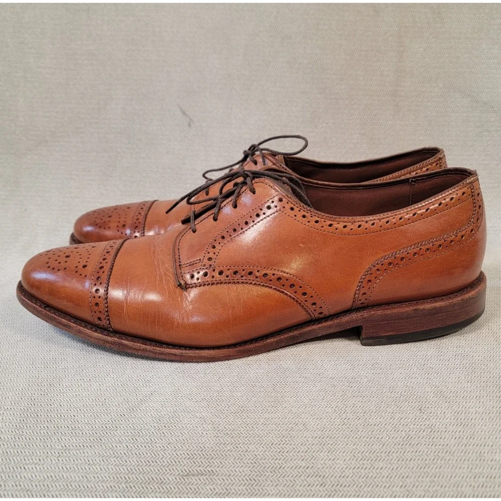 Allen Edmonds Sanford Leather Baroque Cap Toe Wingtip Oxford Lace-Up Shoes 10.5D